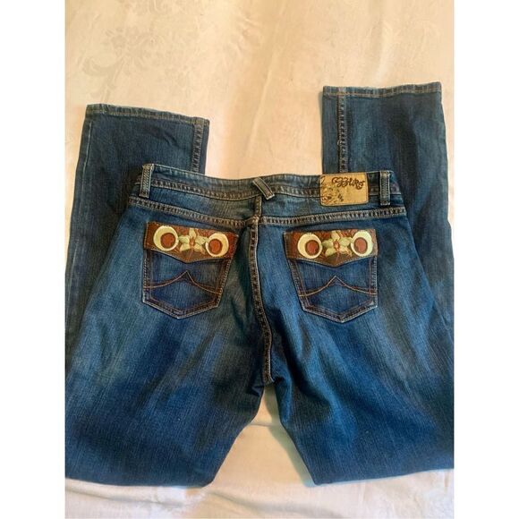 Crazy Brazil Distressed Blue Bootcut - Picture 1 of 6